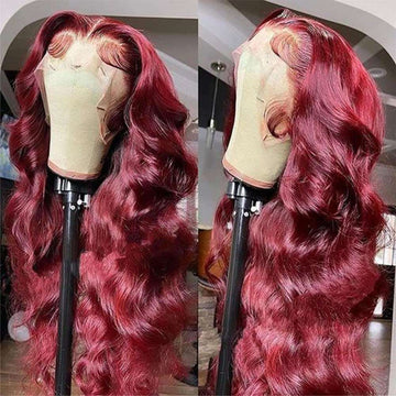 13x4 HD Lace Burgundy Body Wave Wig – 100% Human Hair, 180% Density