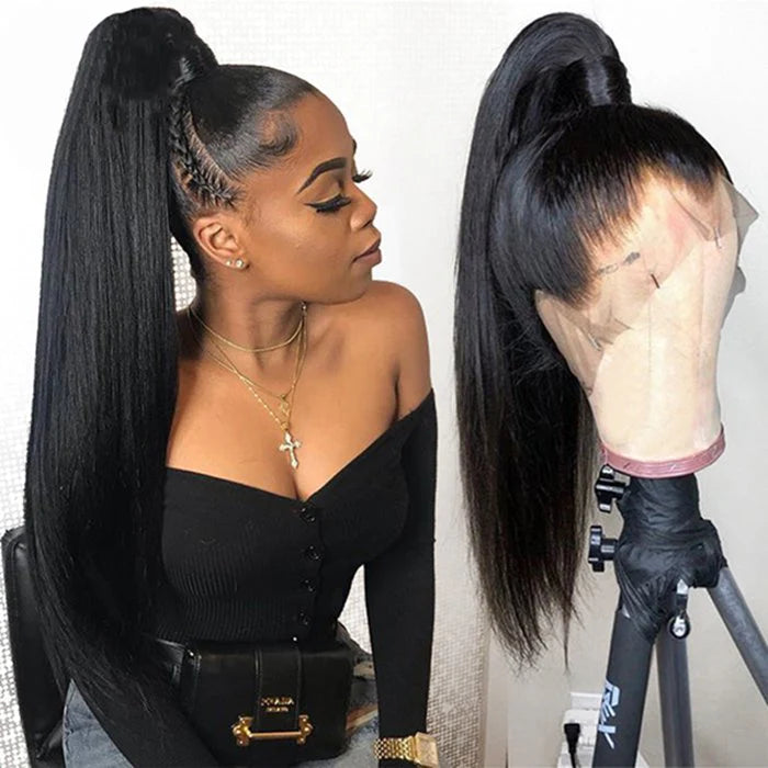 Full Lace Human Hair Wig for Braiders – 100% Human Hair, HD Lace, 180% Density, 18”–32”, Natural 1B Color