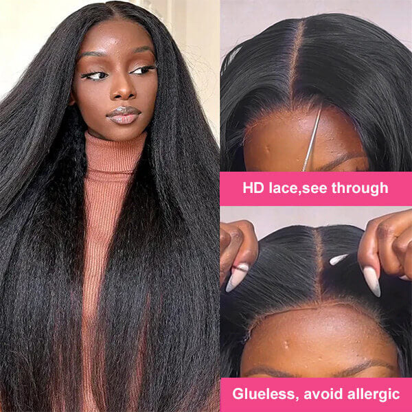 Best Kinky Straight Glueless HD Lace 4x4 Closure Wig – Beginner-Friendly, Natural Look, Easy Install