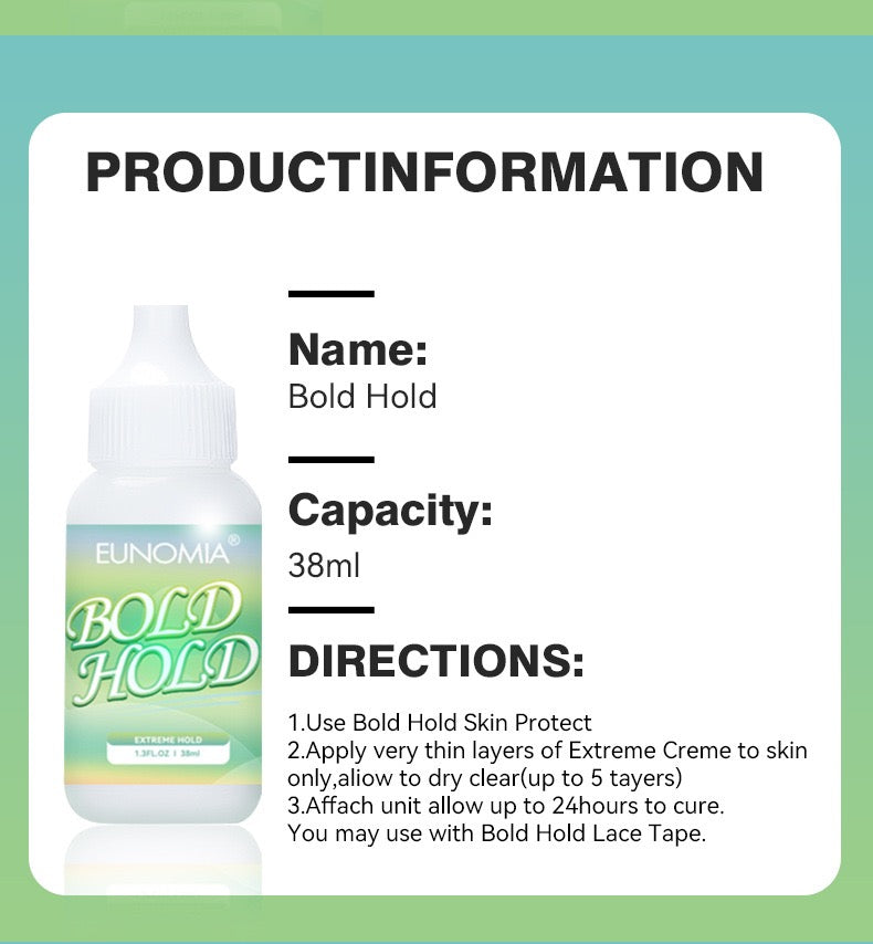 Strong hold lace wig glue for secure wig application and lace cap attachment. Waterproof, clear-drying adhesive for all-day wear.