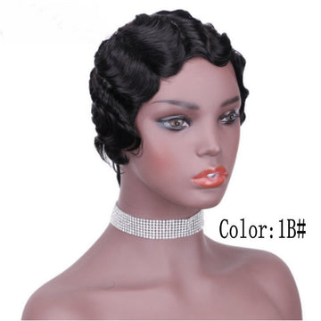 African-Style Vintage Short Wig made from 100% human hair. Classic and chic retro cut for a timeless, stylish look.