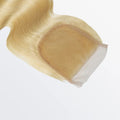 #613 blonde 4x4 lace closure, body wave texture, 12A grade human hair, free part, 12–20 inch