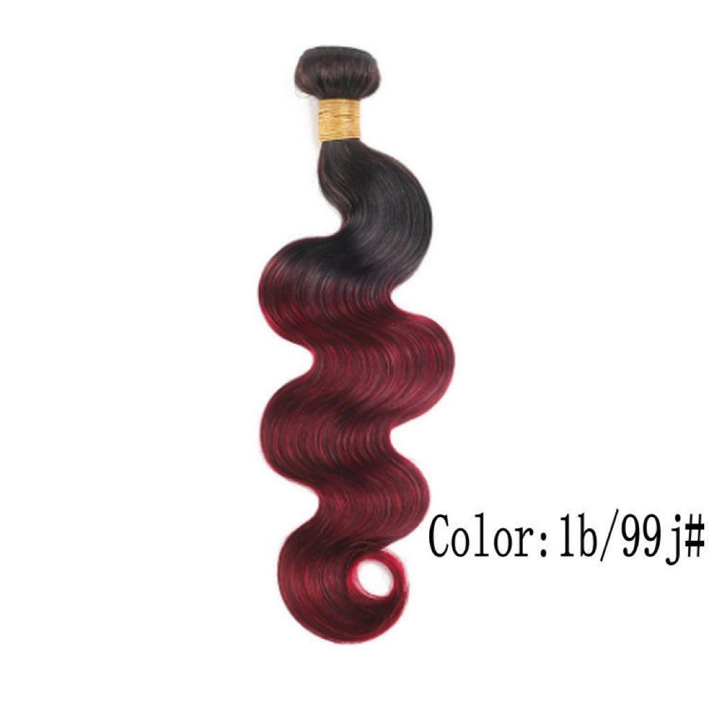 1B/99J body wave virgin Remy human hair bundle, 10 to 28 inches, 100g per piece