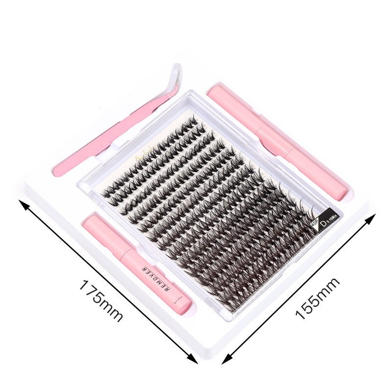 Step-by-step application of DIY eyelash extensions using the 30D/40D volume lash kit.