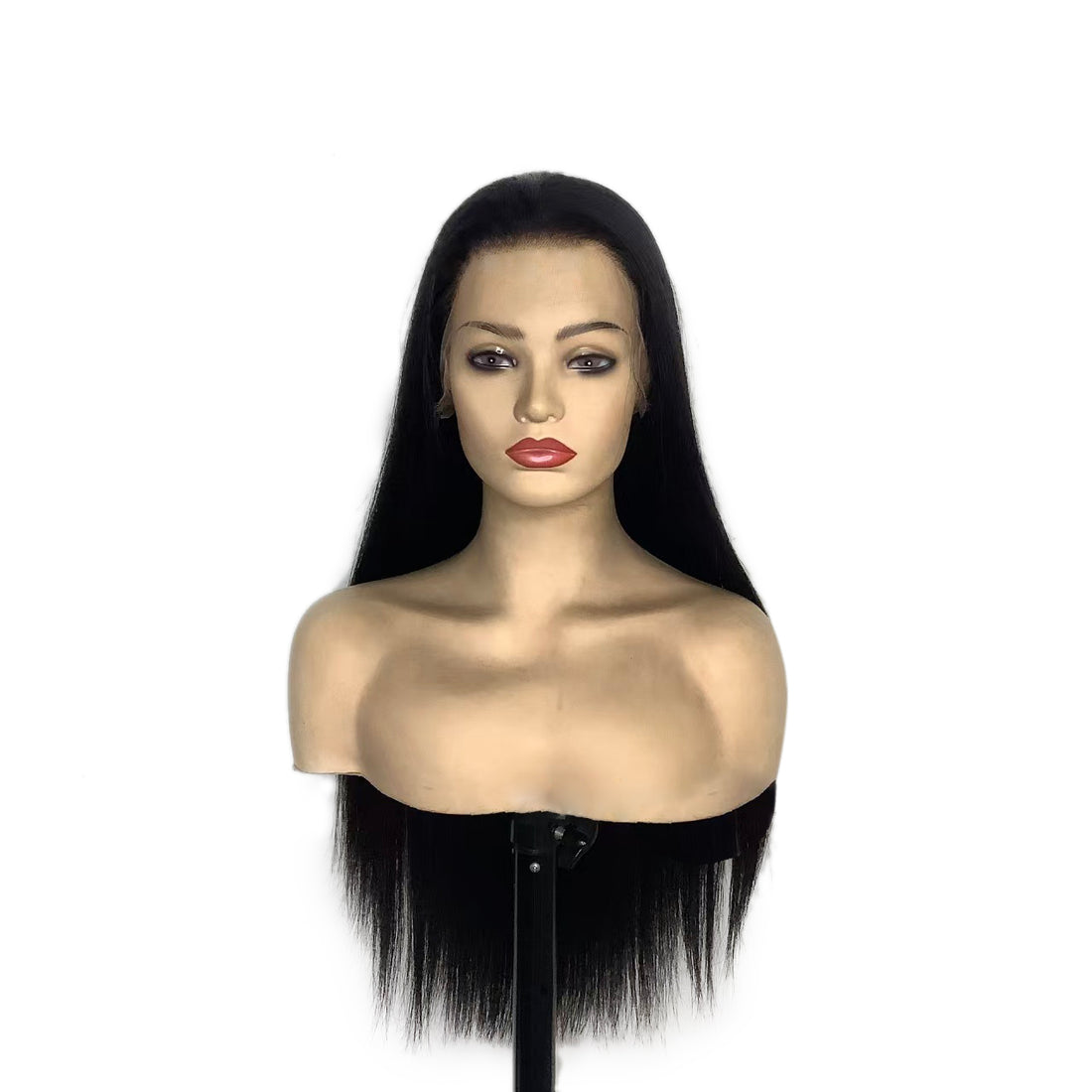 Full lace human hair wig with 180% density and natural color (1B), made from 100% real human hair.