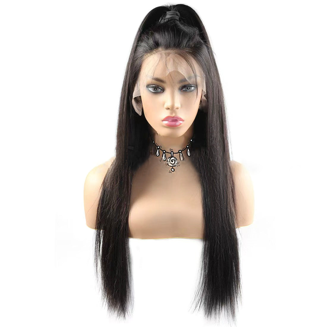 Full lace human hair wig with 180% density and natural color (1B), made from 100% real human hair.