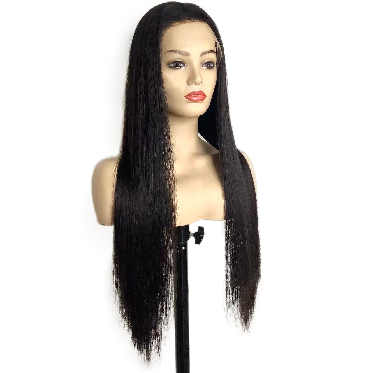 Full lace human hair wig with 180% density and natural color (1B), made from 100% real human hair.

