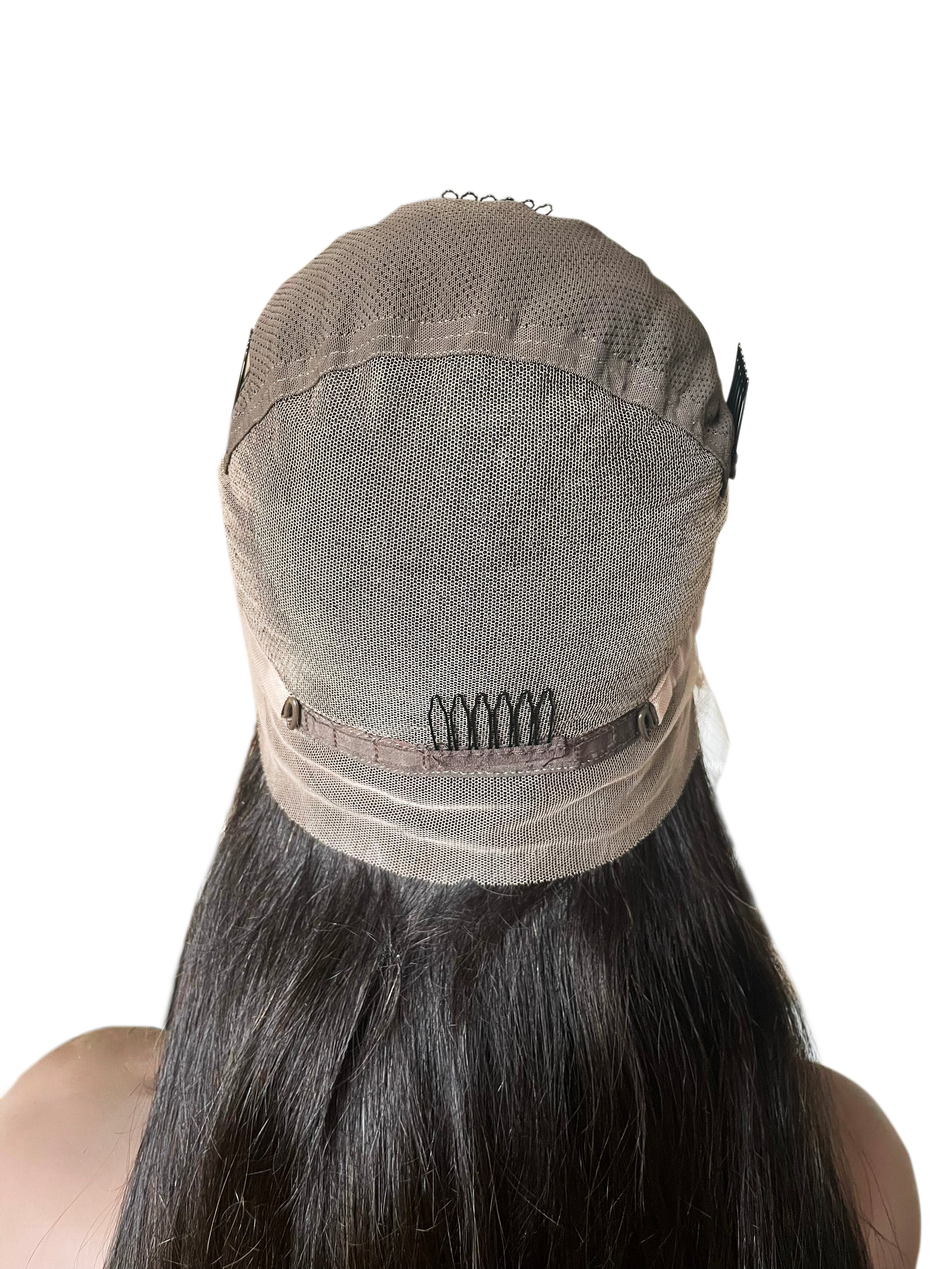 Full lace human hair wig with 180% density and natural color (1B), made from 100% real human hair.
