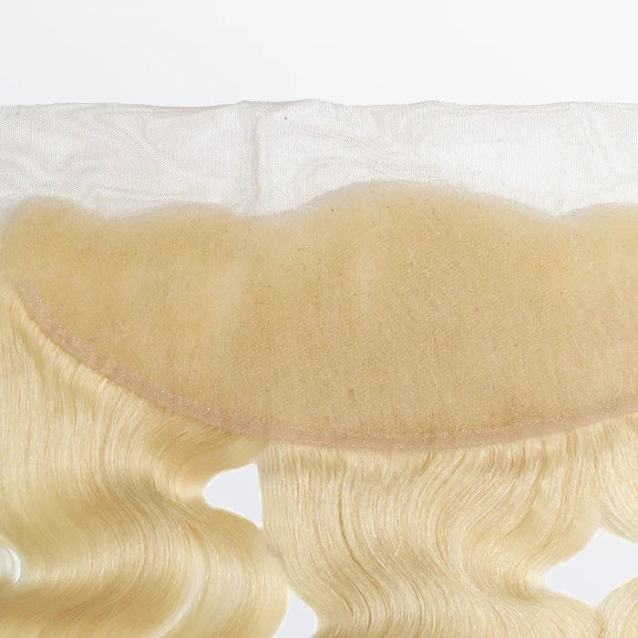 Close-up of HD lace on 613 blonde frontal
