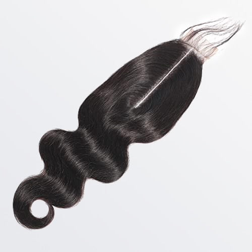 2x6 transparent lace closure, body wave texture, natural black #1B, slim design, 100% virgin human hair, 12 to 20 inch
