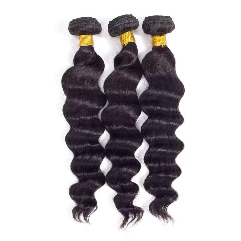 1B Raw Loose Wave Human Hair Bundles – 3pcs, 100g Each, 12A Grade Unprocessed Hair in Natural Black