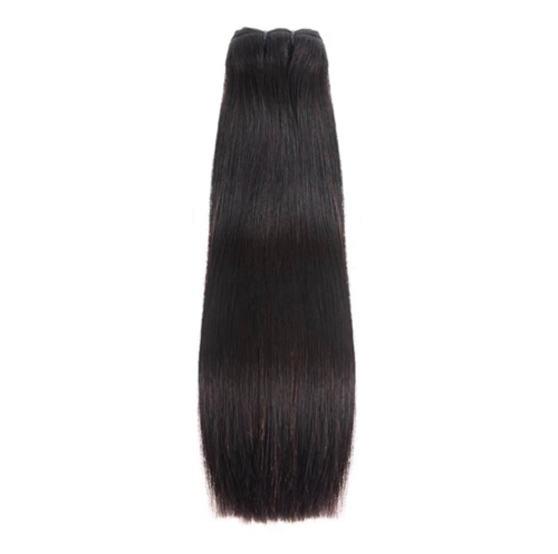 10 to 24 inch raw straight super double drawn human hair bundles in 1B natural black with silky texture