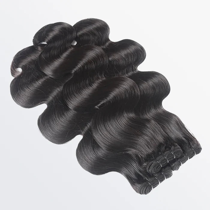Raw Vietnamese body wave human hair bundles, 12A grade, color #1B natural black, 18 to 30 inches
