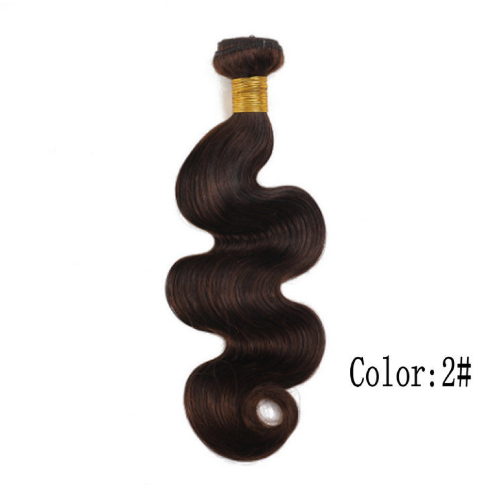 Virgin body wave human hair bundle in color #2, 10 to 28 inches, 100g with soft natural wave texture