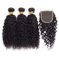 Natural Black Deep Wave Virgin Hair Set – Includes Closure and 3 Bundles